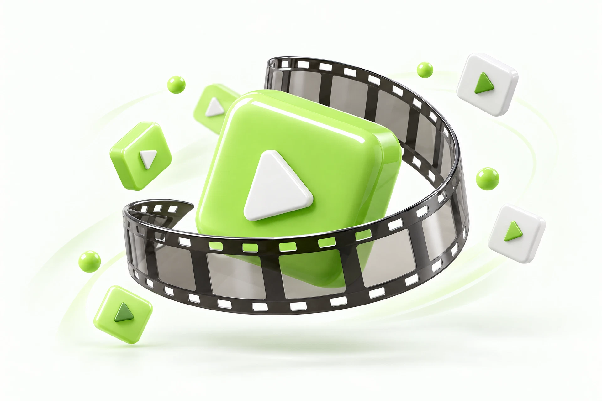 Large lime play object wrapped in a dimensional film strip